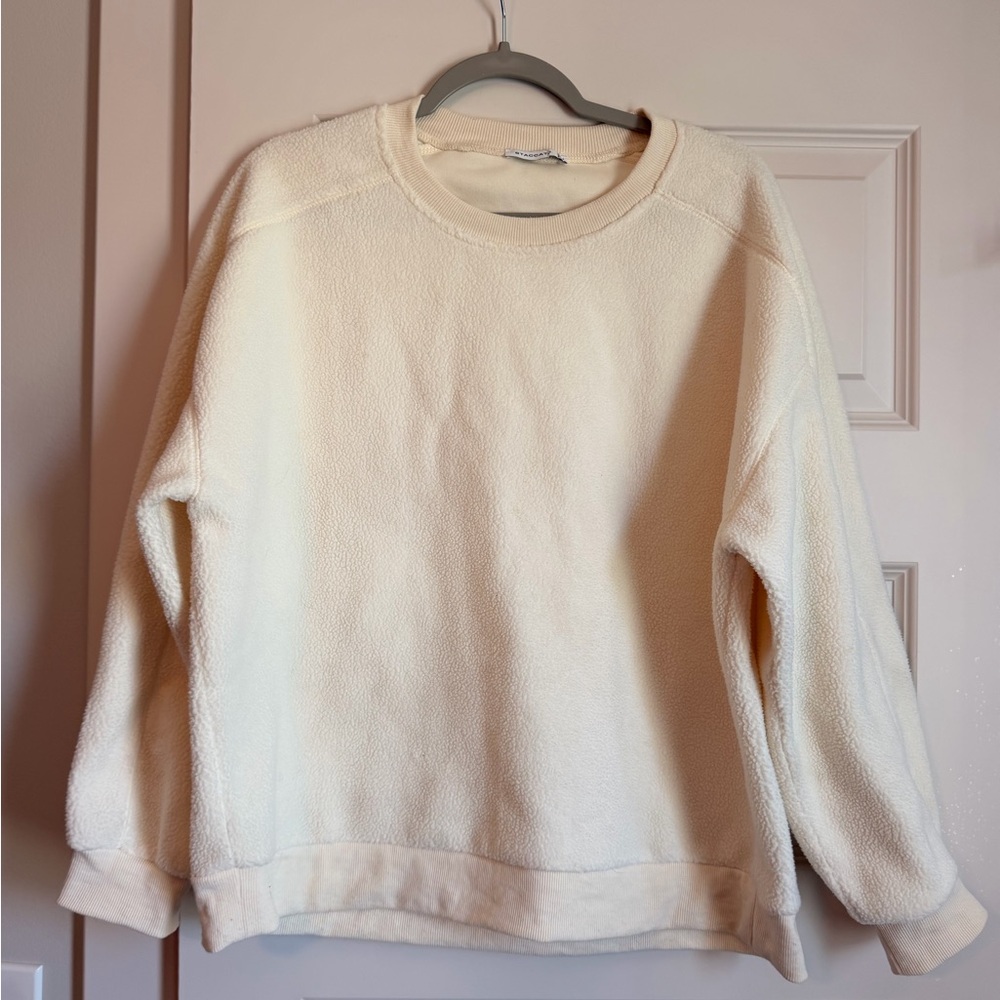 Cozy Ivory Sherpa Sweatshirt, large